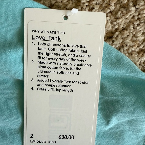 NWT Love Tank size 2 - Picture 3 of 4